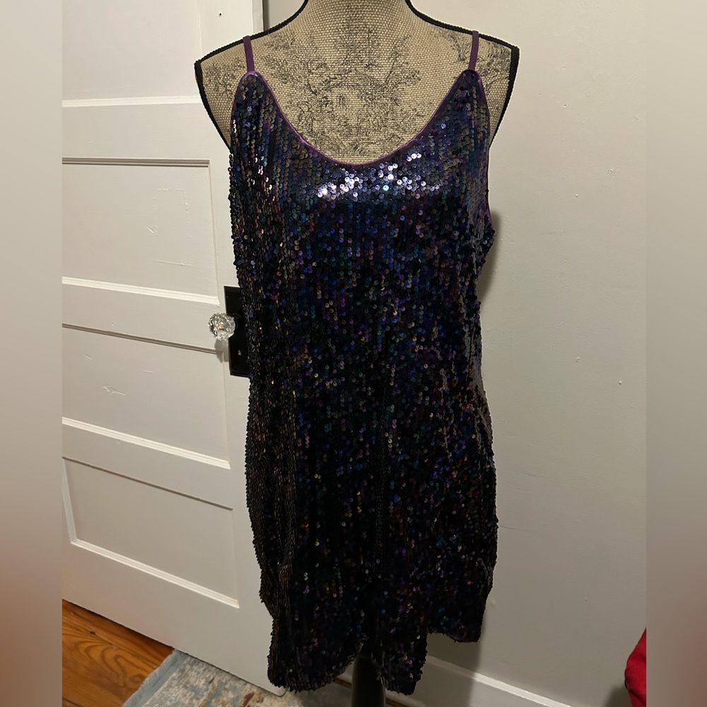 Allegra K Purple Spaghetti Strap Slip Dress